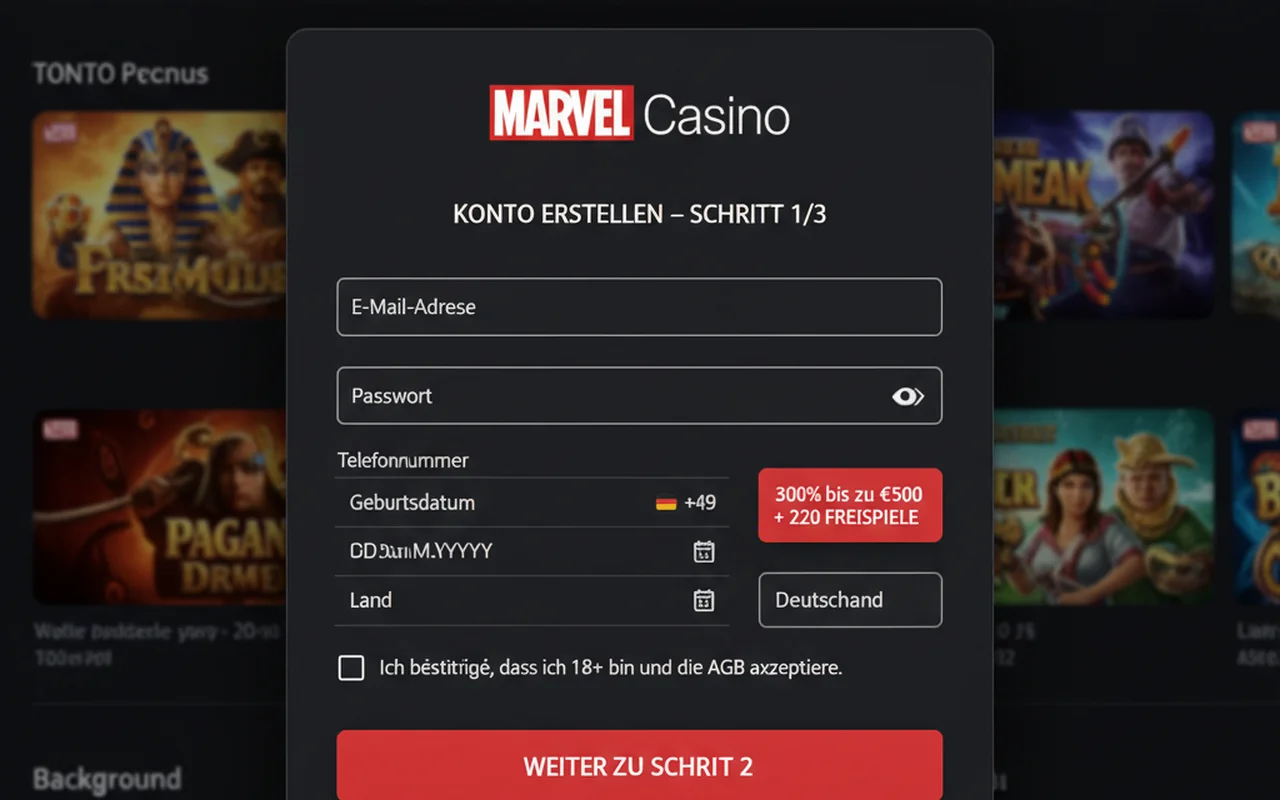 Registrierung in unter 60 Sekunden – Marvel